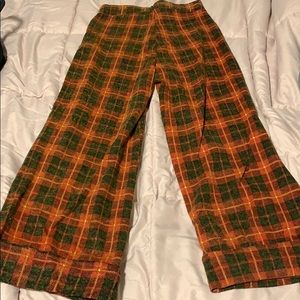 ZARA high-waisted plaid bell bottom pants